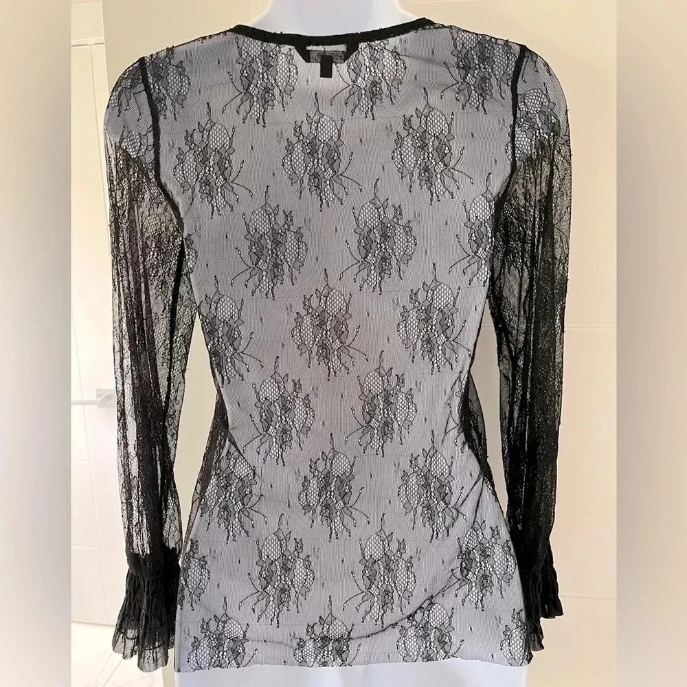 🎖HOST PICK🎖 George/ Black lace blouse/Long sleeve/ Sheer/ Size US XS - Picture 4 of 10